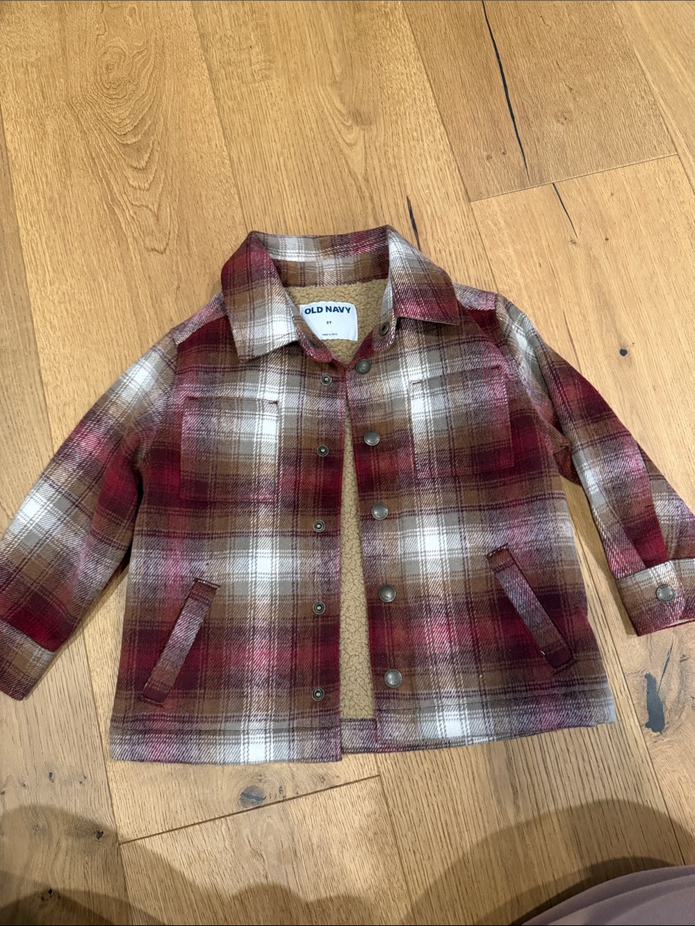 Old Navy Red Plaid Button-Front Kids Jacket